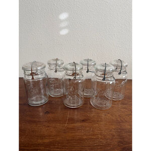 Lot of 6 Vintage Ball Ideal Canning Jars w/ Wire Bail Lids 5 Small Mouth 1 Wide